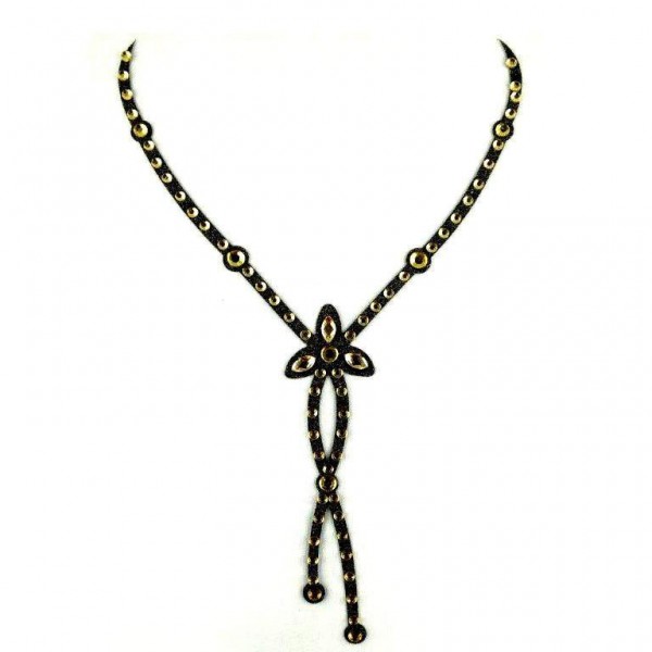 Crystal Necklace 003 Black Gold